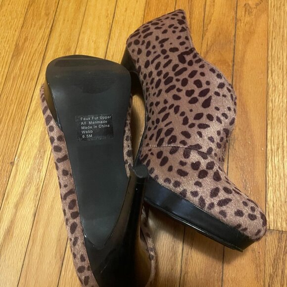 Style & Co. Faux Fur Cheetah Platform Stiletto Ankle Booties Womens Size 6.5 - Picture 4 of 4